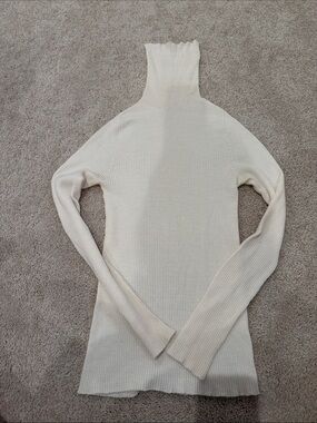 Twin-Set Cream Ribbed High-Neck Sweater